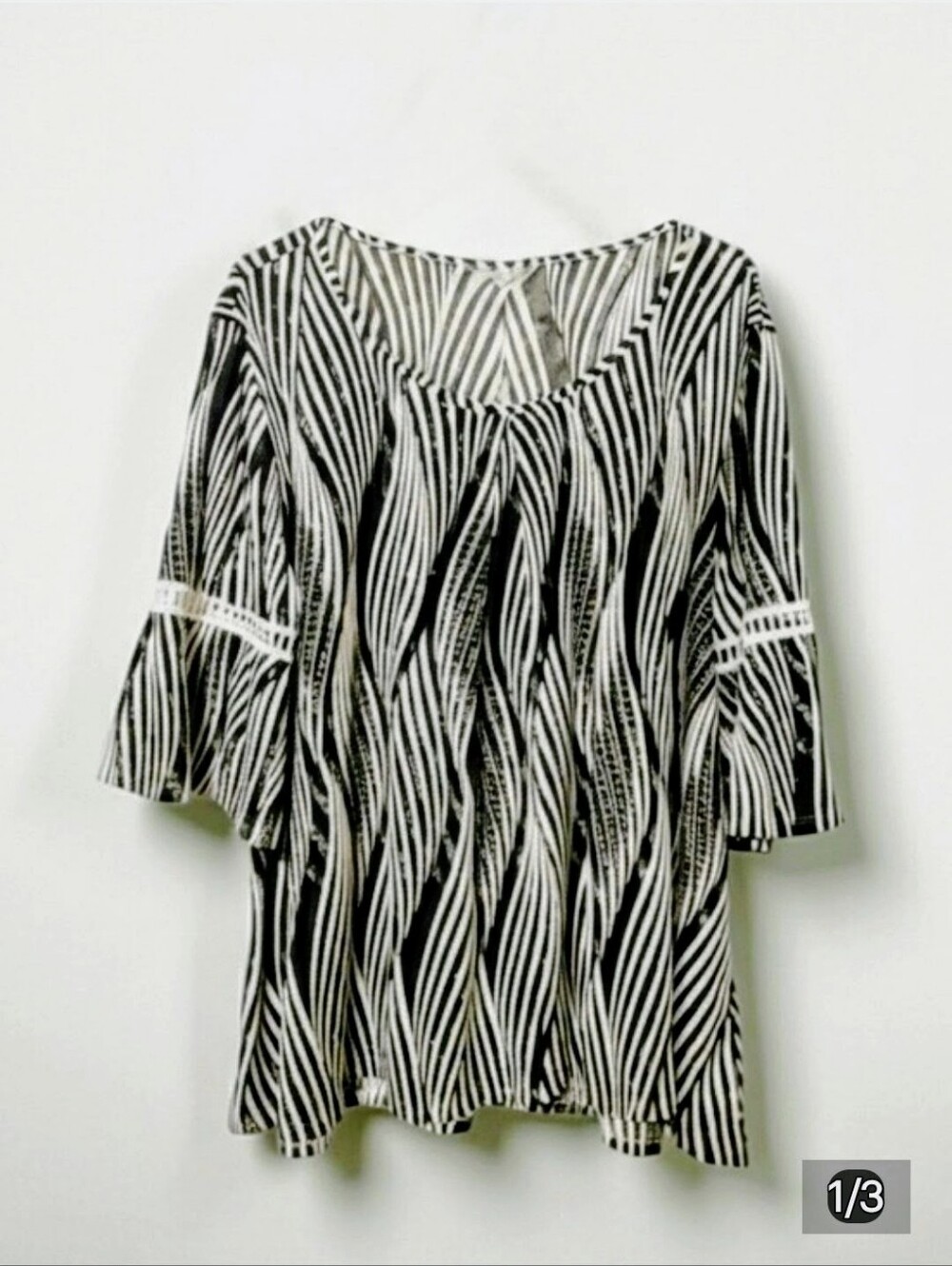 Abstract Boho Blouse - Black & Ivory - Picture 1 of 3